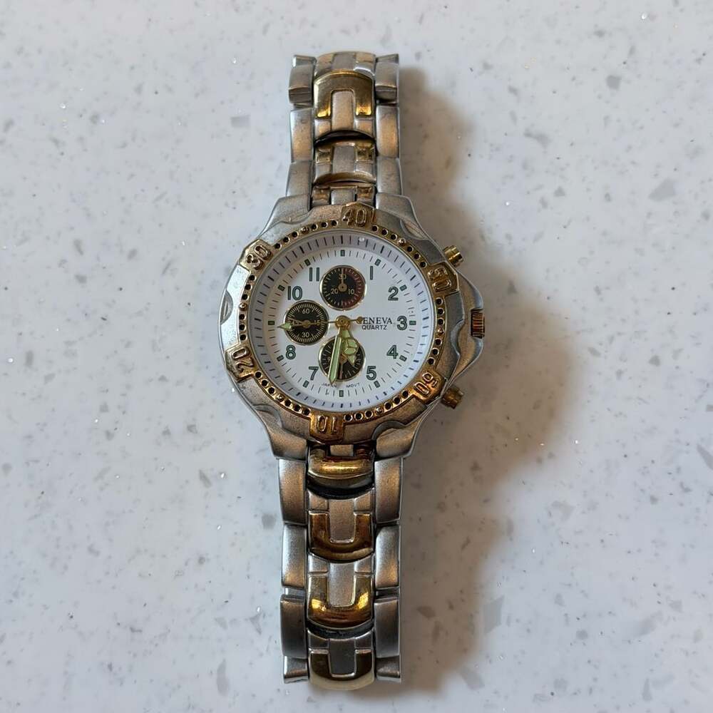 Geneva Quartz Chronograph Two-Tone Analog Watch